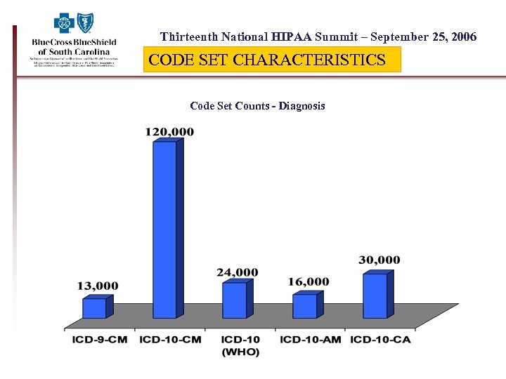 Thirteenth National HIPAA Summit – September 25, 2006 CODE SET CHARACTERISTICS Code Set Counts