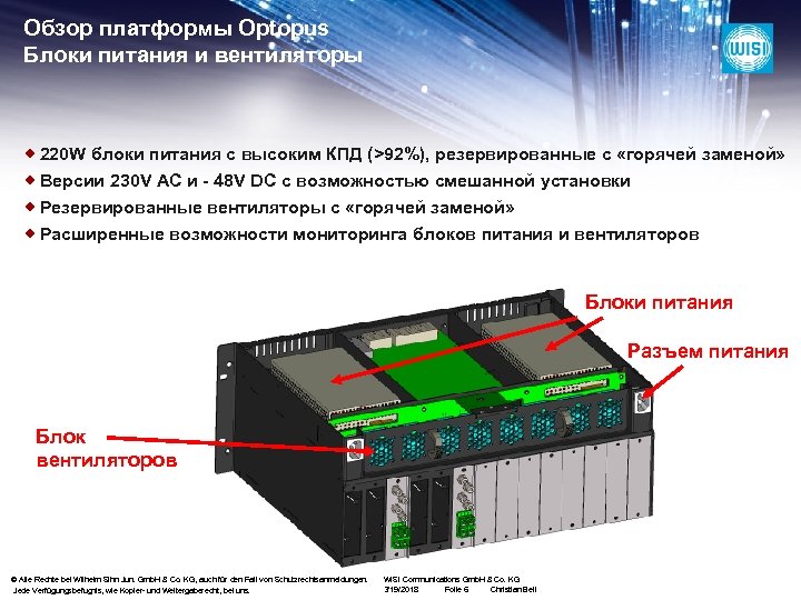 Обзор платформы Optopus Блоки питания и вентиляторы ® 220 W блоки питания с высоким