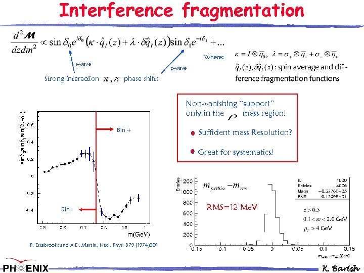 Interference fragmentation Where: s-wave Strong interaction p-wave phase shifts Non-vanishing “support” only in the