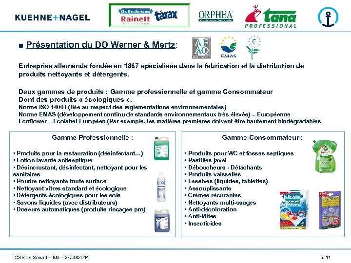 ■ Présentation du DO Werner & Mertz: Entreprise allemande fondée en 1867 spécialisée dans