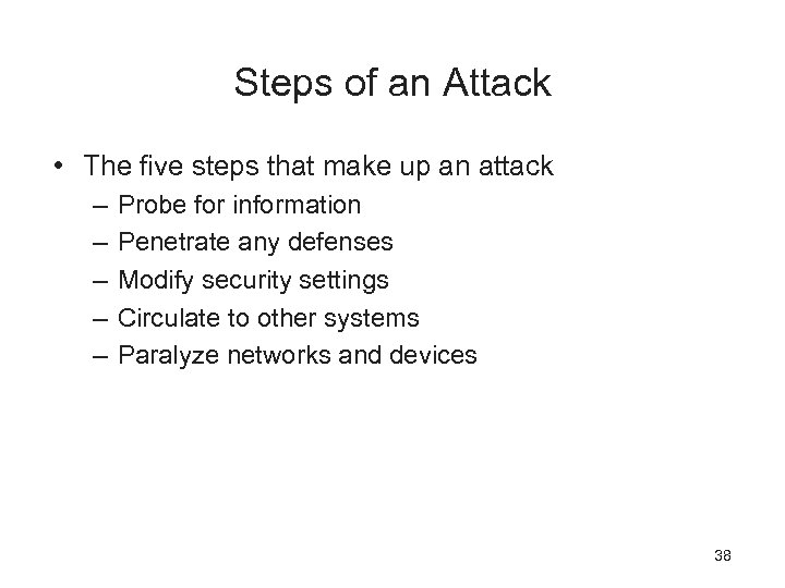 Steps of an Attack • The five steps that make up an attack –