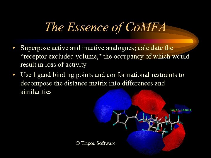 The Essence of Co. MFA • Superpose active and inactive analogues; calculate the “receptor