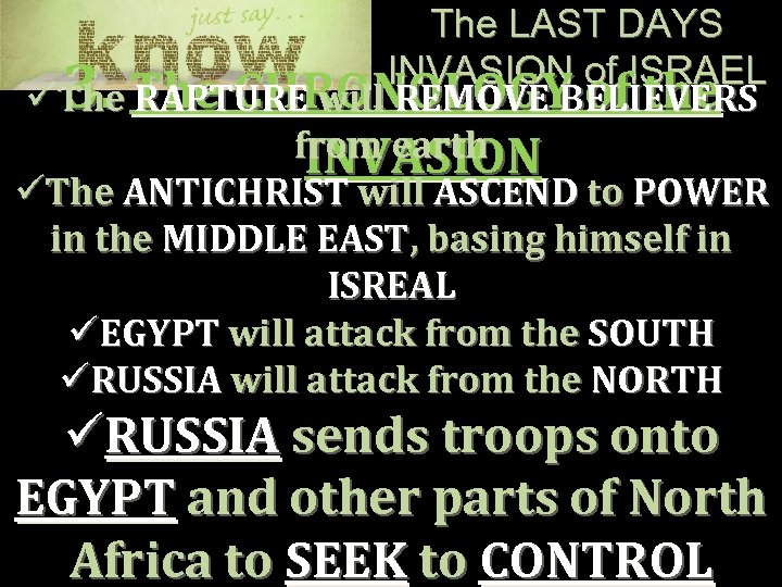 The LAST DAYS INVASION of ISRAEL üThe CHRONOLOGY of the RAPTURE will REMOVE BELIEVERS