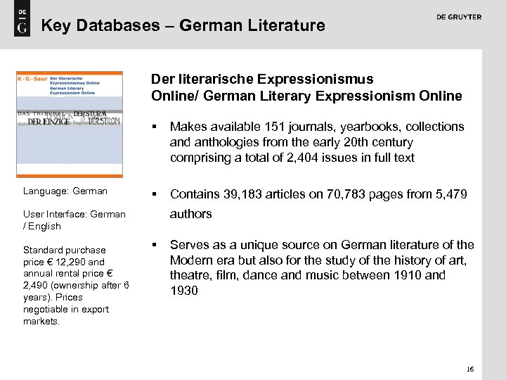 Key Databases – German Literature Der literarische Expressionismus Online/ German Literary Expressionism Online §