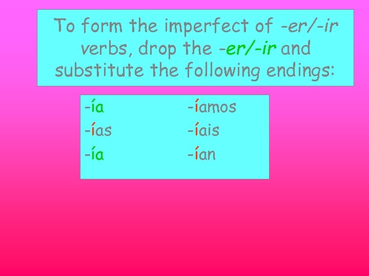 imparfait endings for ir verbs