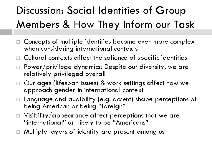 Discussion: Social Identities of Group Members & How They Inform our Task Concepts of