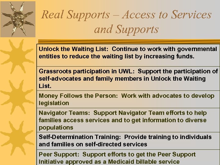 Real Supports – Access to Services and Supports Unlock the Waiting List: Continue to