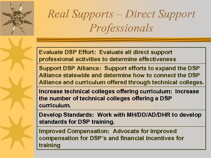 Real Supports – Direct Support Professionals Evaluate DSP Effort: Evaluate all direct support professional