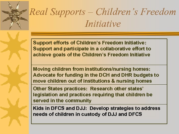 Real Supports – Children’s Freedom Initiative Support efforts of Children’s Freedom Initiative: Support and