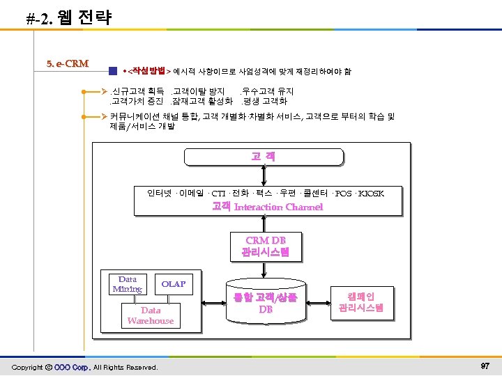 #-2. 웹 전략 5. e-CRM • <작성방법> 예시적 사항이므로 사업성격에 맞게 재정리하여야 함 Ø.