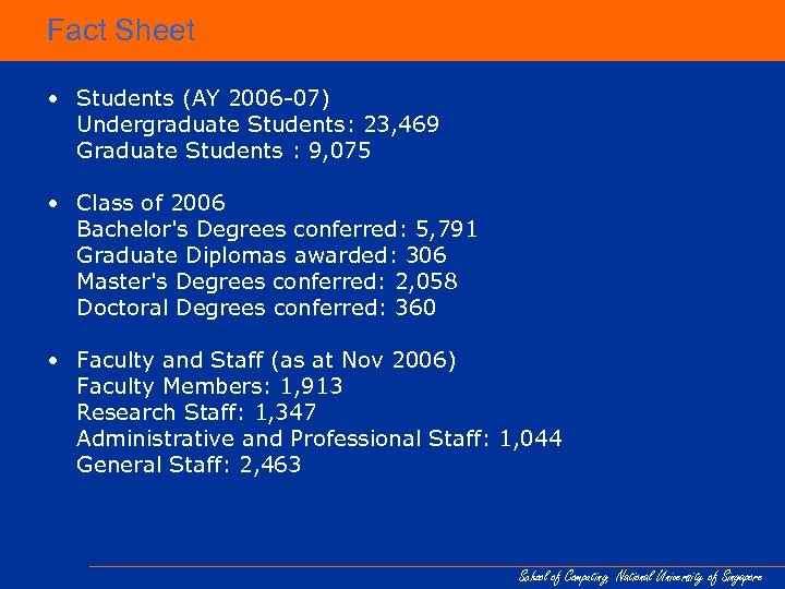 Fact Sheet • Students (AY 2006 -07) Undergraduate Students: 23, 469 Graduate Students :