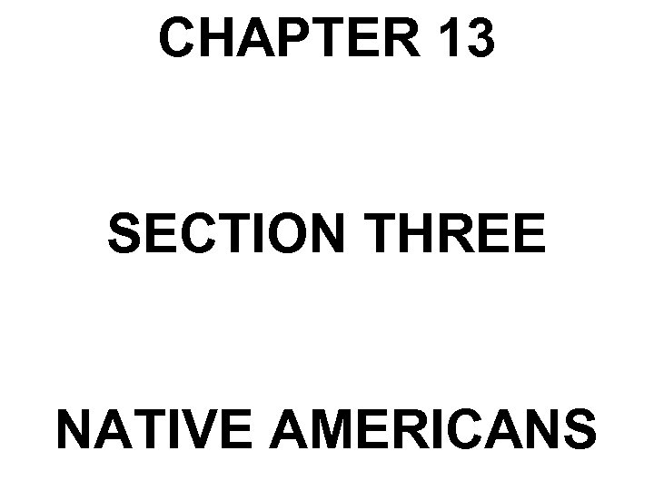 CHAPTER 13 SECTION THREE NATIVE AMERICANS 