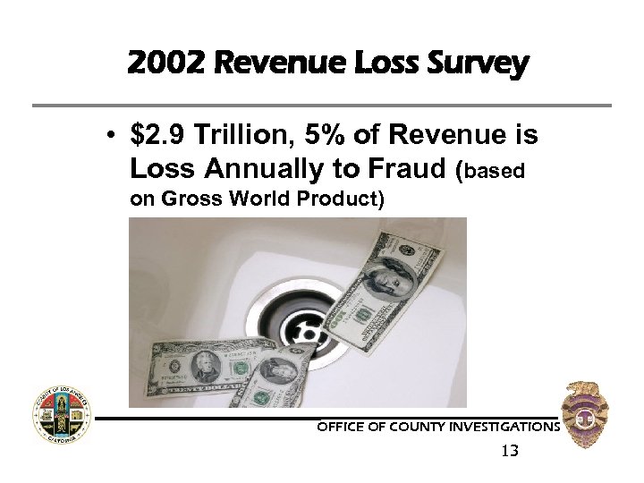 2002 Revenue Loss Survey • $2. 9 Trillion, 5% of Revenue is Loss Annually
