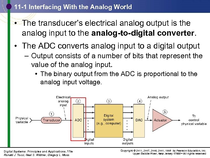 11 -1 Interfacing With the Analog World • The transducer’s electrical analog output is