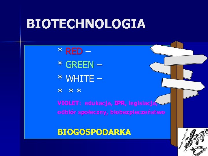 BIOTECHNOLOGIA * RED – * GREEN – * WHITE – * * * VIOLET: