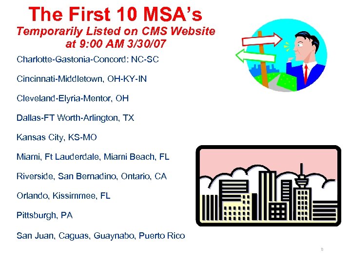 The First 10 MSA’s Temporarily Listed on CMS Website at 9: 00 AM 3/30/07