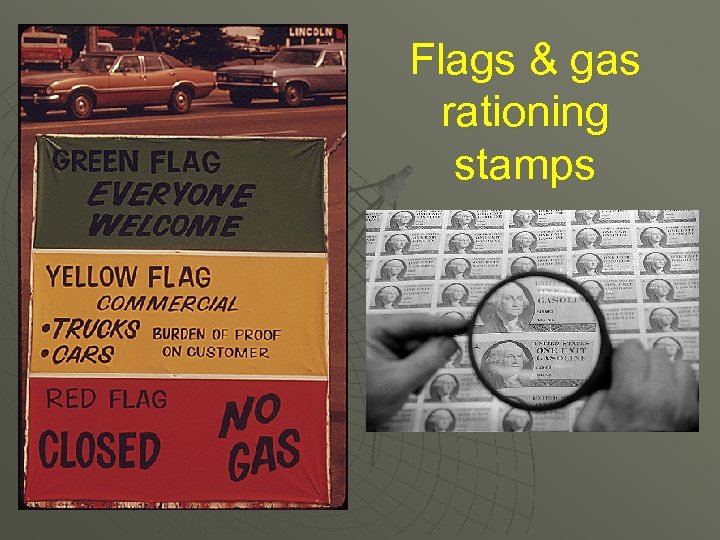 Flags & gas rationing stamps 