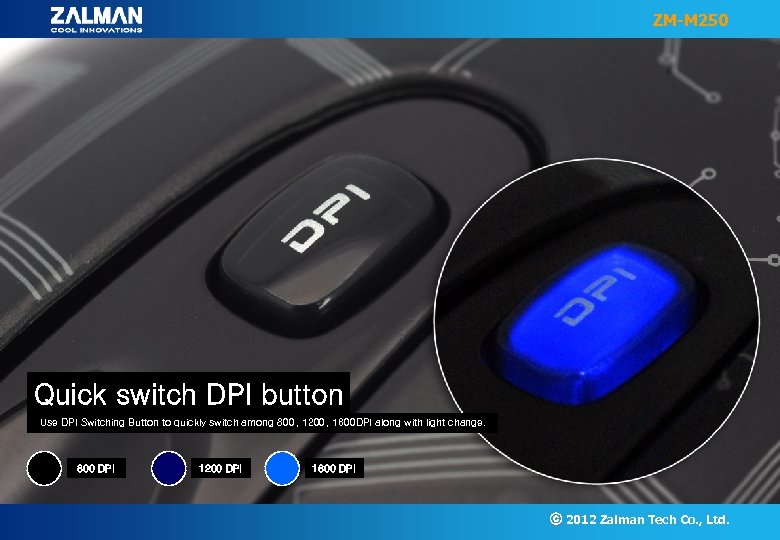 ZM-M 250 Quick switch DPI button Use DPI Switching Button to quickly switch among