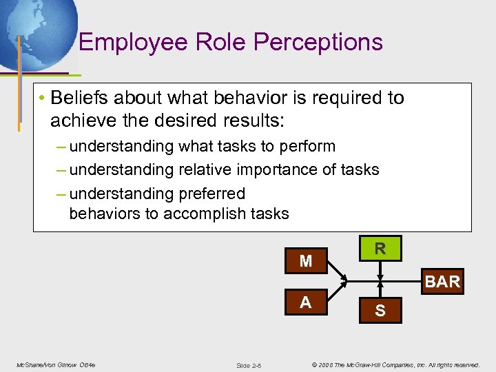 Employee Role Perceptions • Beliefs about what behavior is required to achieve the desired