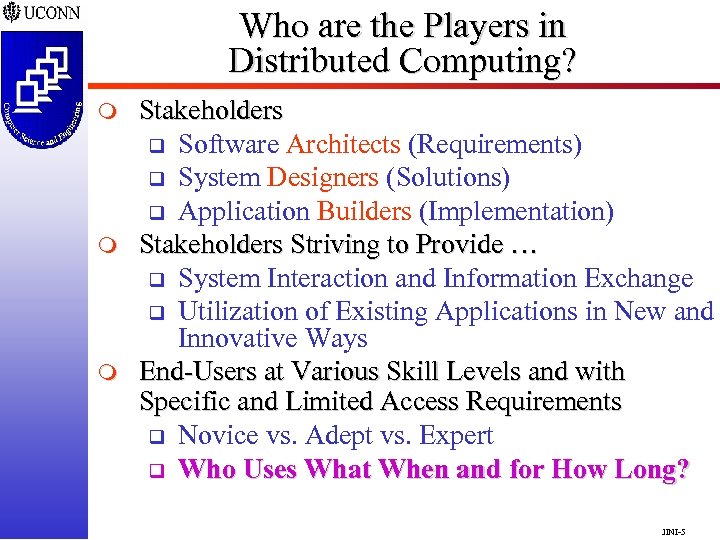 Who are the Players in Distributed Computing? m m m Stakeholders q Software Architects