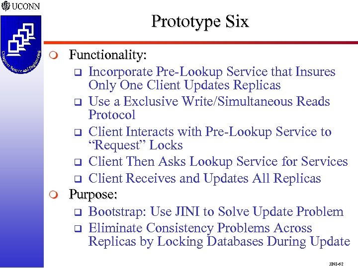 Prototype Six m m Functionality: q Incorporate Pre-Lookup Service that Insures Only One Client