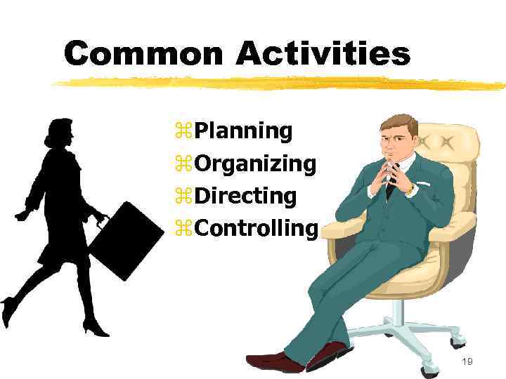 Common Activities z. Planning z. Organizing z. Directing z. Controlling 19 