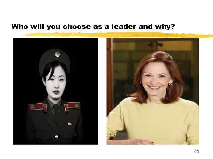 Who will you choose as a leader and why? 29 