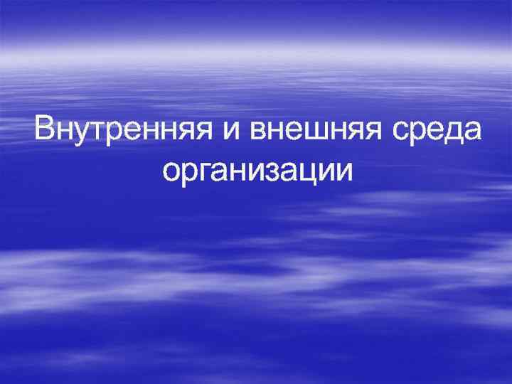 Внутренняя и внешняя среда организации 