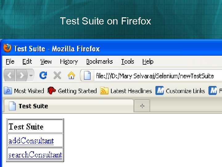 Test Suite on Firefox 