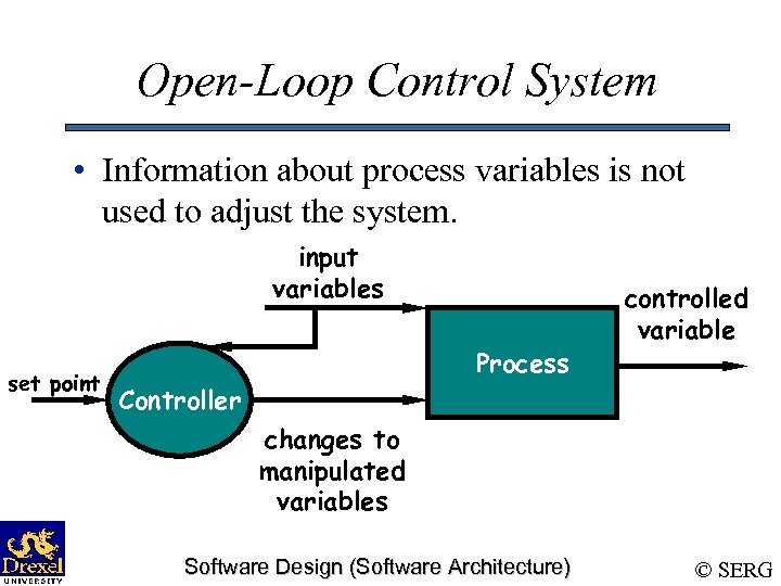 Open-Loop Control System • Information about process variables is not used to adjust the