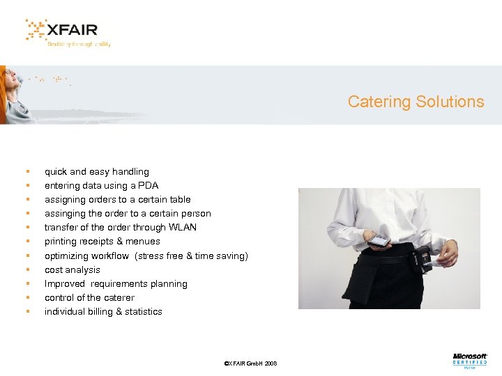 Catering Solutions § § § quick and easy handling entering data using a PDA
