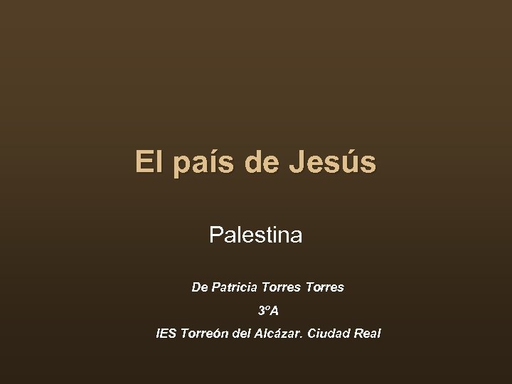 El país de Jesús Palestina De Patricia Torres 3ºA IES Torreón del Alcázar. Ciudad