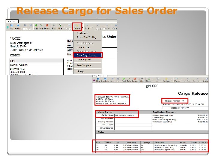 Release Cargo for Sales Order 