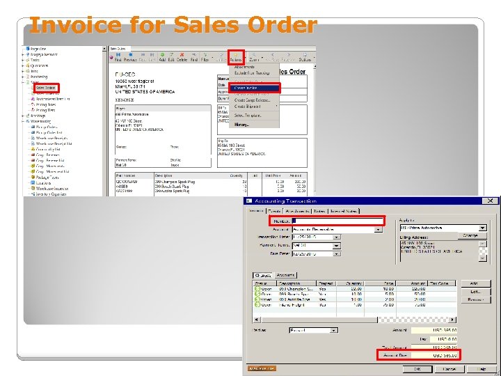 Invoice for Sales Order 