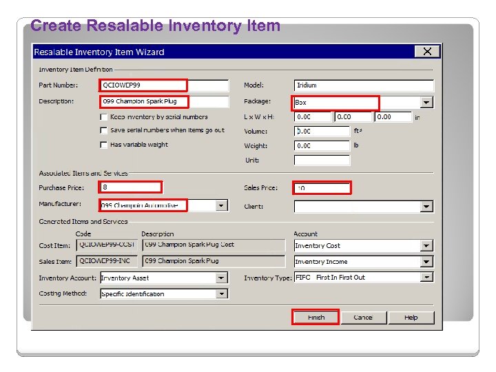 Create Resalable Inventory Item 