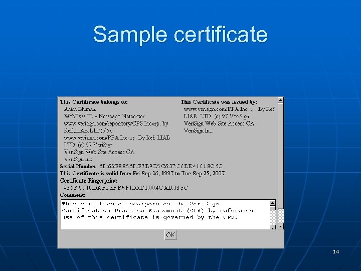 Sample certificate 14 