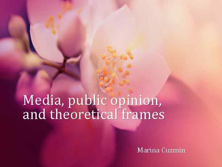Media, public opinion, and theoretical frames Marina Cuzmin 