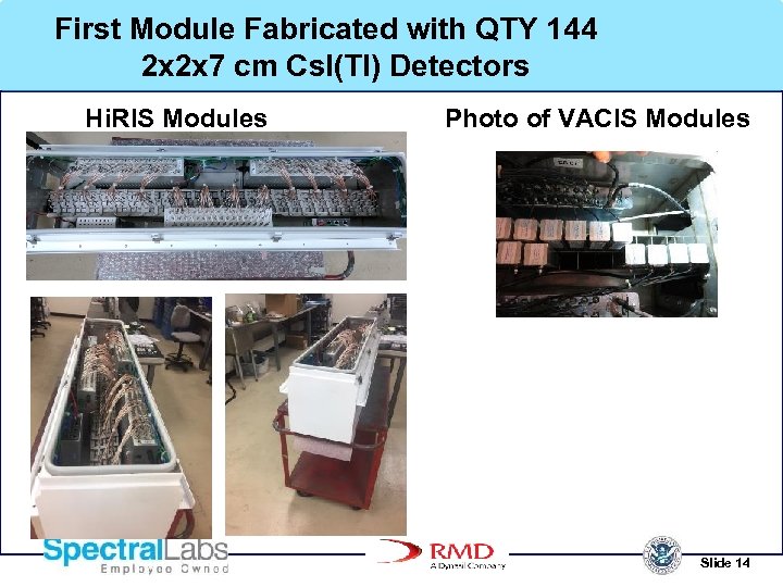 First Module Fabricated with QTY 144 2 x 2 x 7 cm Cs. I(Tl)