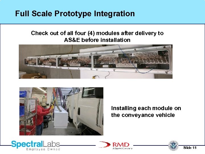 Full Scale Prototype Integration Check out of all four (4) modules after delivery to