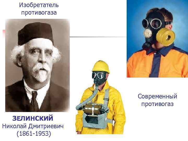 Изобретатель противогаза Современный противогаз ЗЕЛИНСКИЙ Николай Дмитриевич (1861 -1953) 