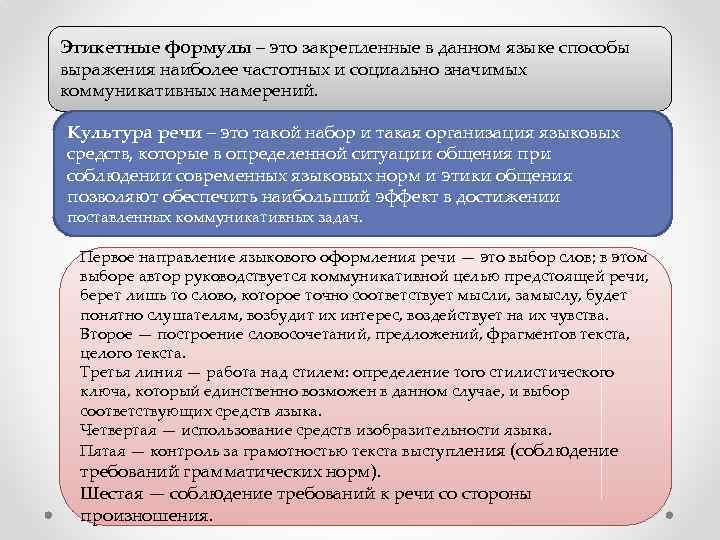 Этикетные формулы – это закрепленные в данном языке способы выражения наиболее частотных и социально