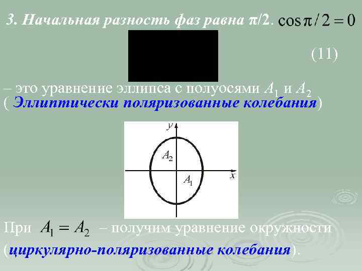 3. Начальная разность фаз равна π/2. (11) – это уравнение эллипса с полуосями А