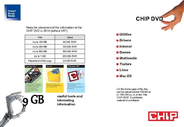 CHIP DVD Rates for placement of the information at the CHIP DVD in 2014