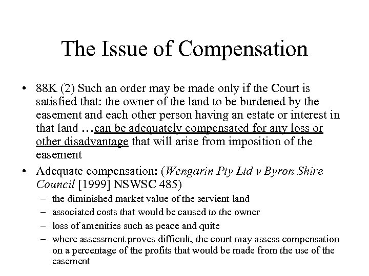 The Issue of Compensation • 88 K (2) Such an order may be made