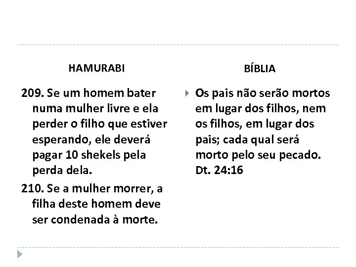 HAMURABI 209. Se um homem bater numa mulher livre e ela perder o filho