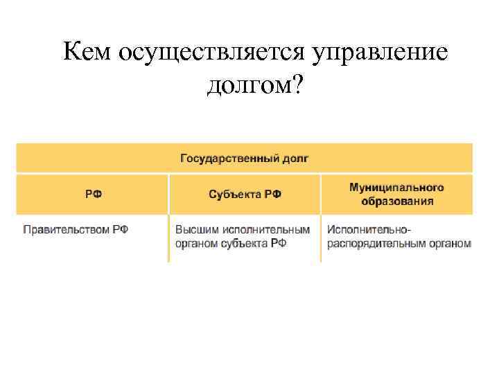 Кем осуществляется управление долгом? 