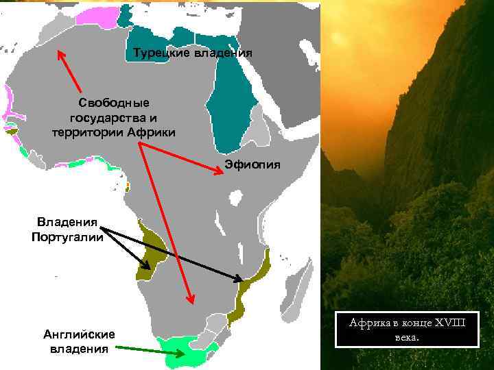 Турецкие владения Свободные государства и территории Африки Эфиопия Владения Португалии Английские владения Африка в