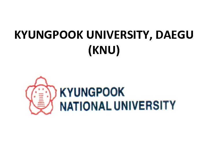 KYUNGPOOK UNIVERSITY, DAEGU (KNU) 