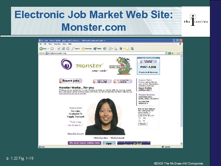 Electronic Job Market Web Site: Monster. com p. 1. 22 Fig. 1 -19 ©