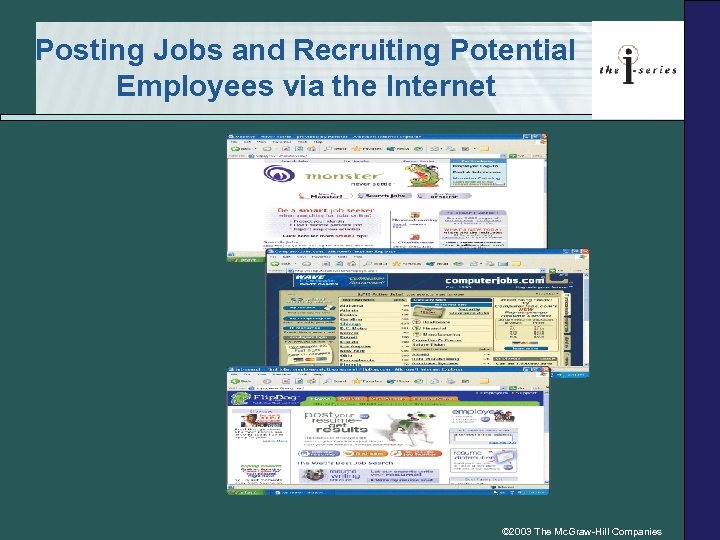 Posting Jobs and Recruiting Potential Employees via the Internet © 2003 The Mc. Graw-Hill